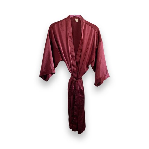 ROBE BUNDLE Burgundy Maroon Silk Bridesmaids Robes Pack of 3 - Picture 5 of 7